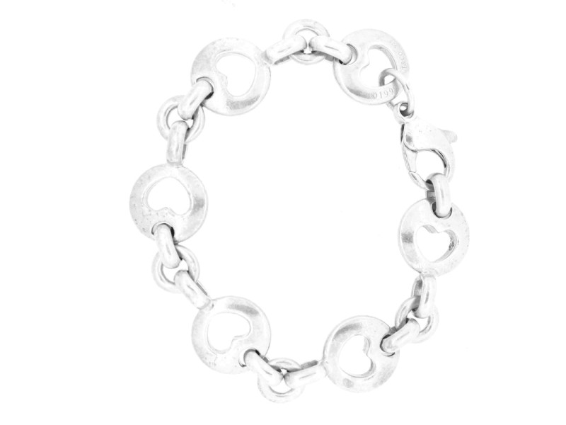 Tiffany & Co. Sterling Silver Stencil Heart link Bracelet 
