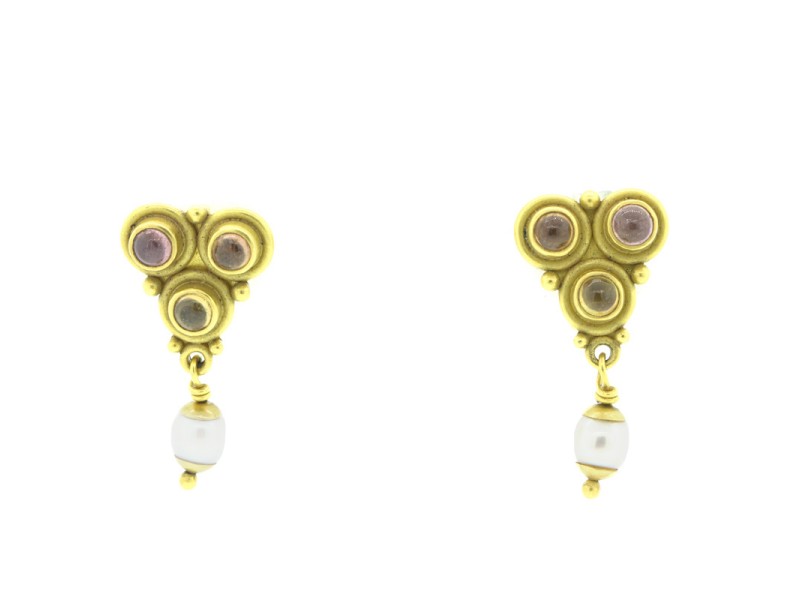 Reinstein Ross 22K Yellow Gold Multi Gemstone Drop Earrings   