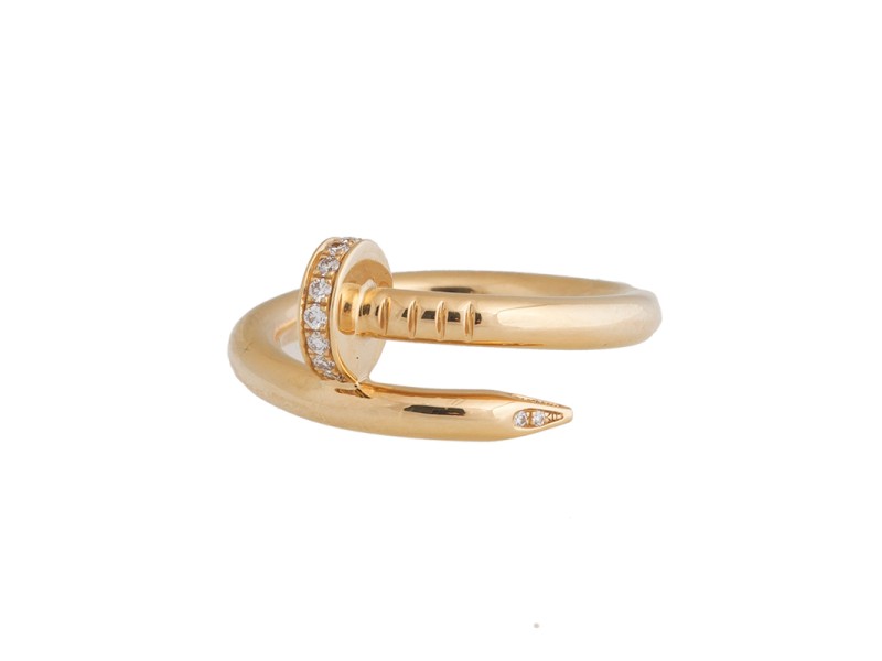 Cartier Juste Un Cloue 18K Yellow Gold 0.13 Ct Diamond Ring Size 6.75 