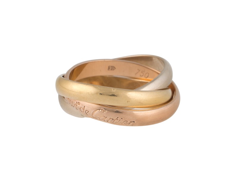 Cartier Trinity 18K Yellow, Rose & White Gold Ring Size 7.25