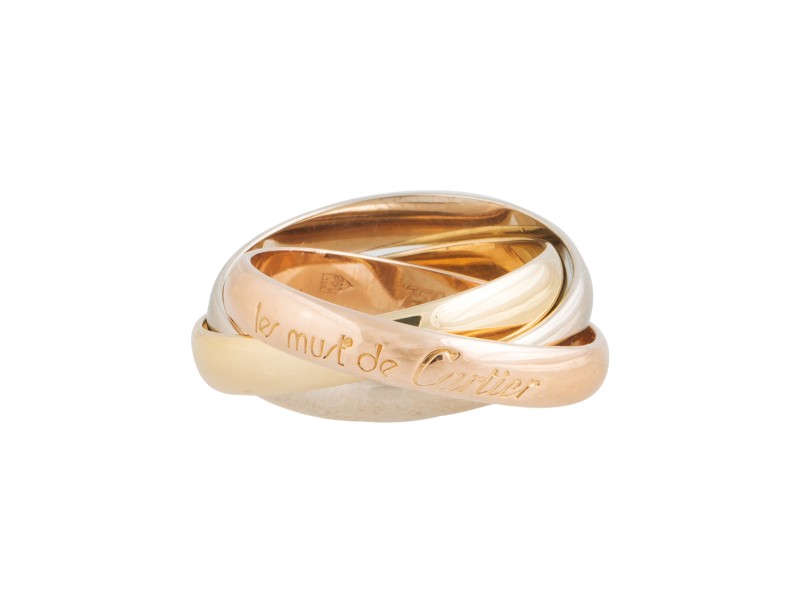 Cartier 18K Yellow, White & Pink Gold Trinity Ring Size 6	