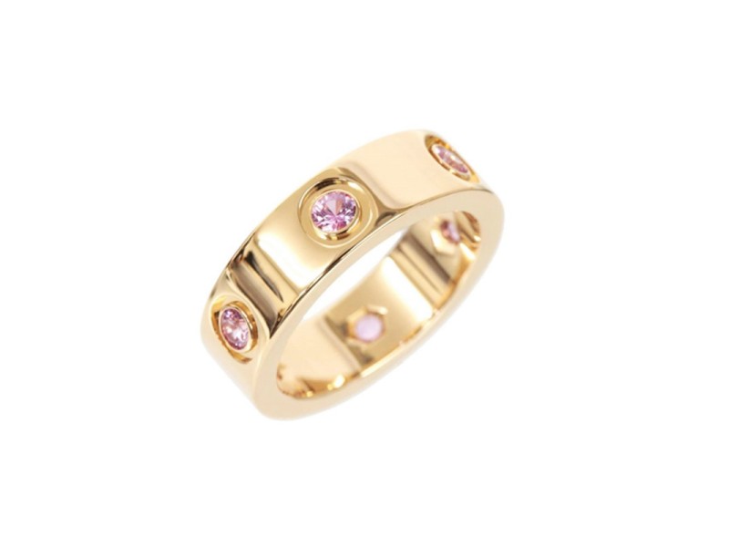 Cartier 18K Rose Gold Full Pink Sapphire Love Ring
