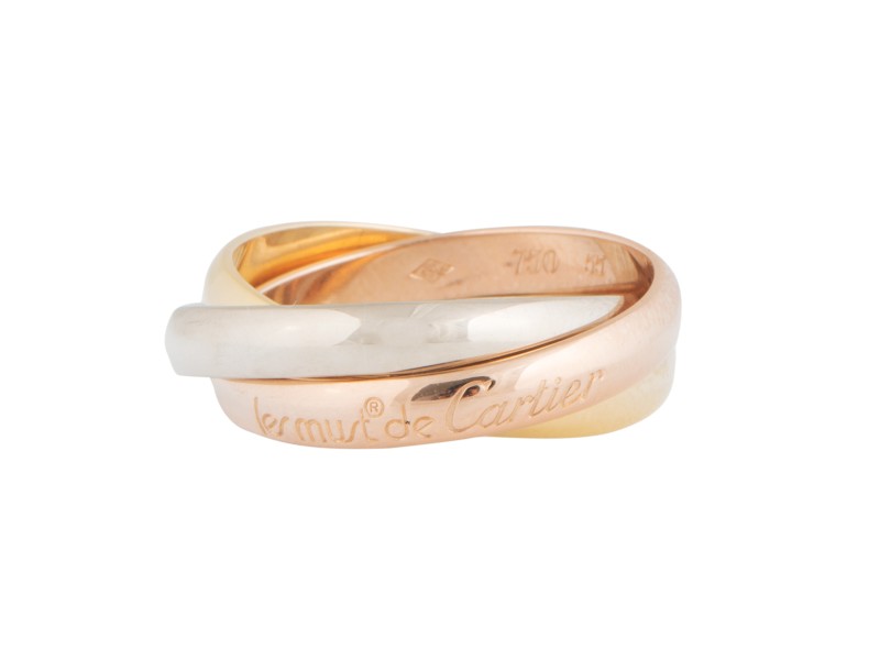Cartier 18K Yellow, White, Pink Gold Trinity Ring Size 7.5	