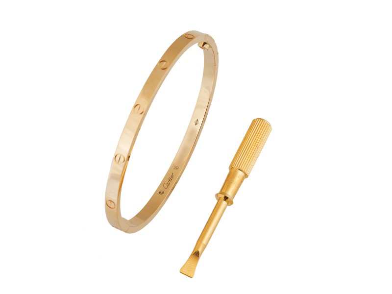 Cartier Mini Love 18K Yellow Gold Bracelet Size 16