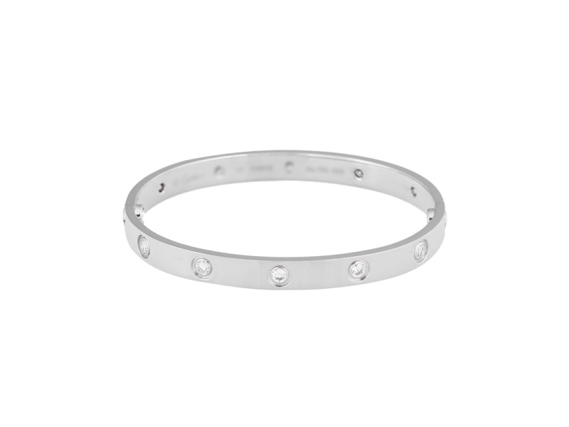 Cartier Love Bracelet White Gold With Diamonds Size 16 B6040717 