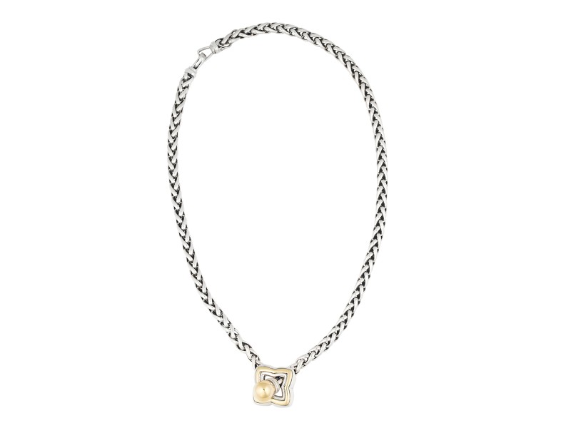 David Yurman Sterling Silver and 18K Yellow Gold Star Necklace