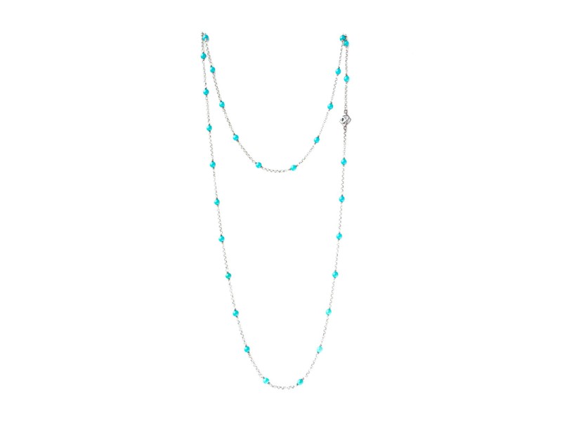 David Yurman Sterling Silver Turquoise Bead Necklace
