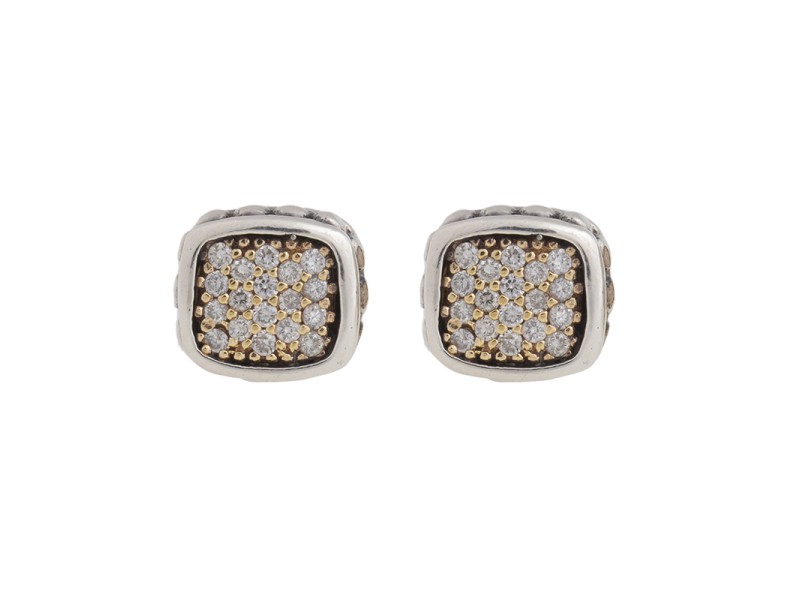 Lagos 18K Yellow Gold and Sterling Silver 0.40 Ct Cushion Shape Diamond Earrings