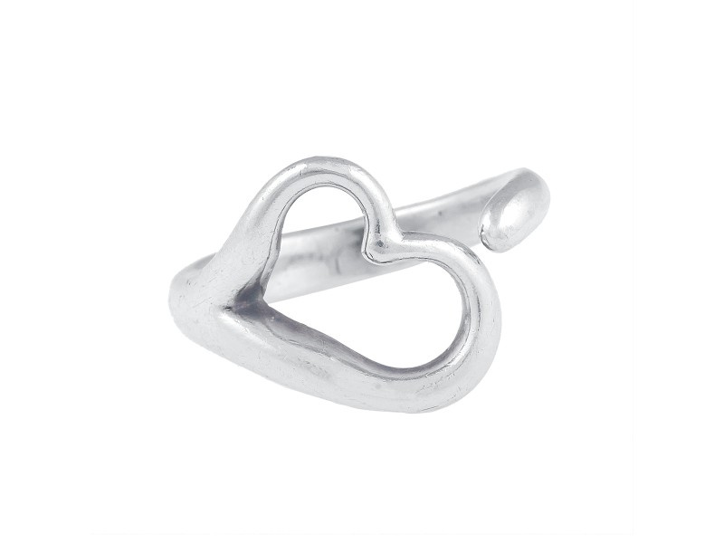 Tiffany & Co. Elsa Peretti Sterling Silver Open Heart Ring Size 4