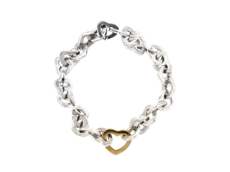 Tiffany & Co. 18k Yellow Gold and Sterling Silver Hearts Bracelet