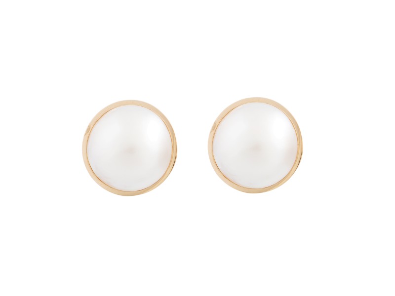 Tiffany & Co. 18k Yellow Gold Mabe Pearl Stud Earrings