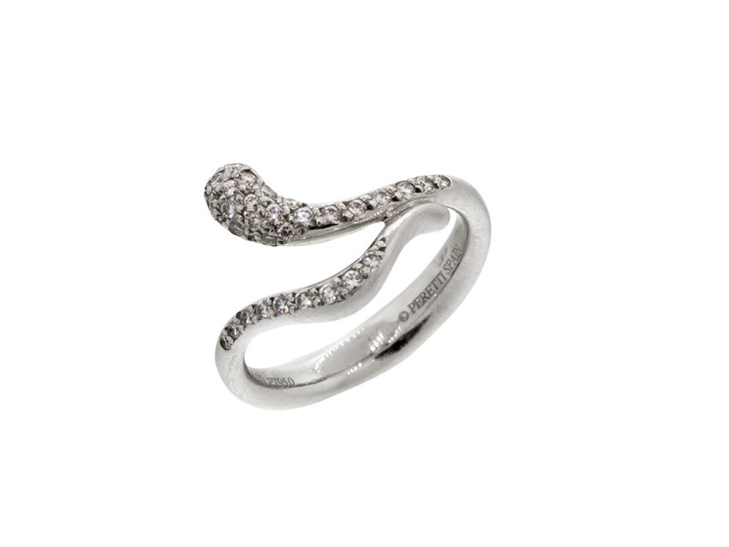 Tiffany & Co. Platinum Elsa Peretti Elongated Teardrop Pave Diamond Ring