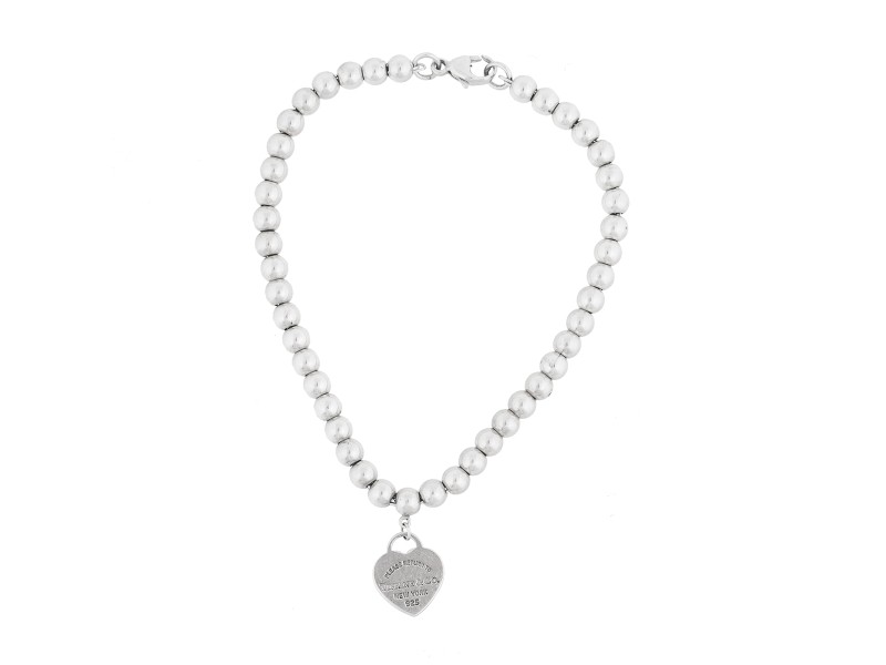 Tiffany & Co. Sterling Silver Beaded Heart Bracelet