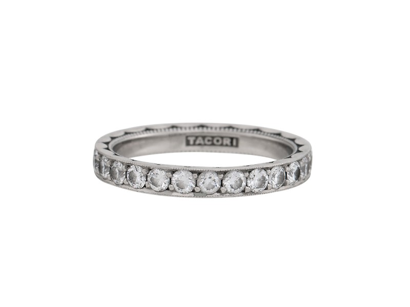 Tacori Platinum & 1.35ctw Diamond Sculpted Crescent Eternity Band Ring Size 7.5