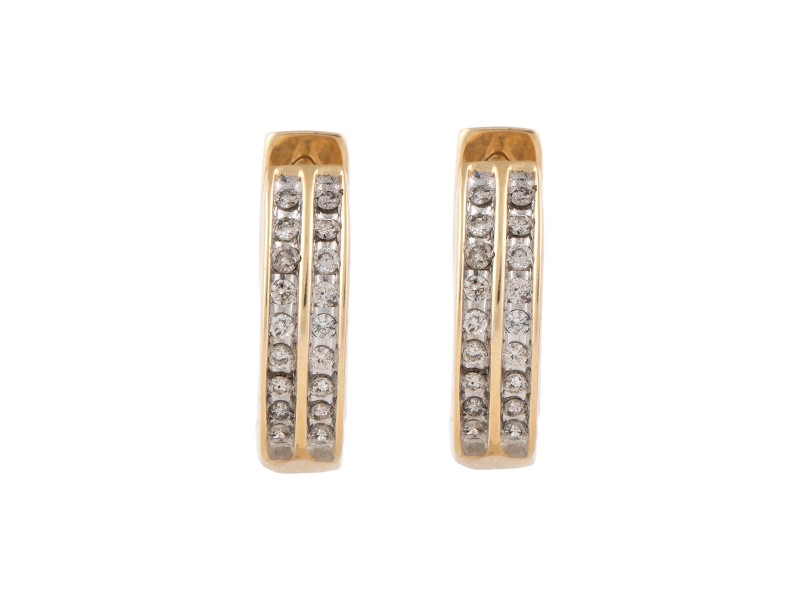 14K Yellow Gold & 0.25ct Diamond Huggie Earrings