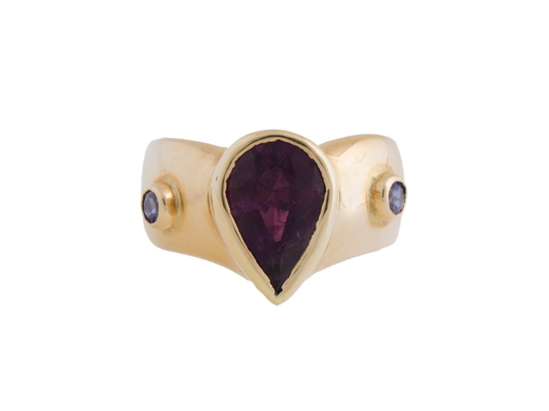 14K Yellow Gold Tanzanite and 3.00 Ct Amethyst Ring Size 6