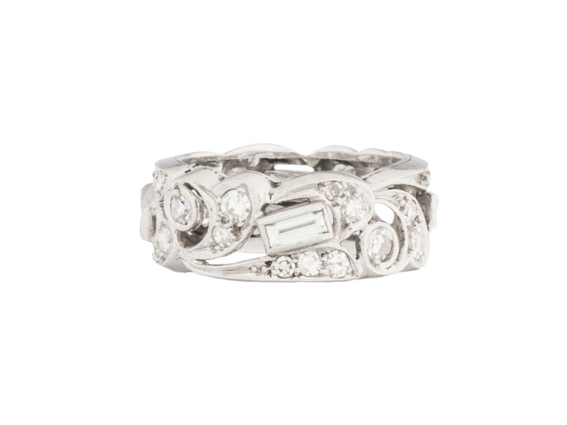 18K White Gold Diamond Ring Size 6