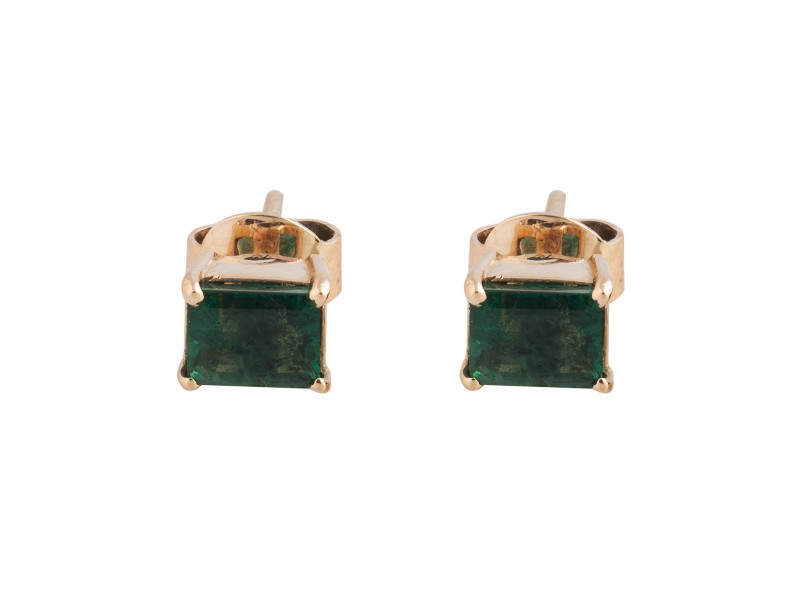 14K Rose Gold Emerald Earrings