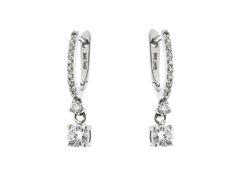  14k White Gold Diamond Drop Earrings