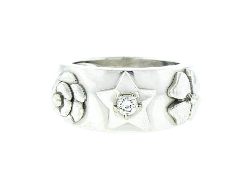 Chanel 18K White Gold 3 Symbol Comet Diamond Ring