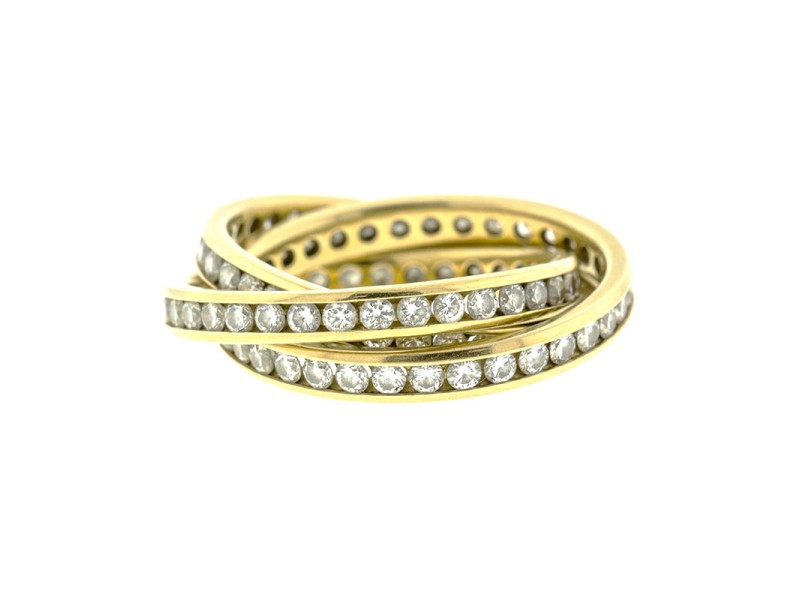 14k Yellow Gold and Diamonds 3 Band Rolling Ring