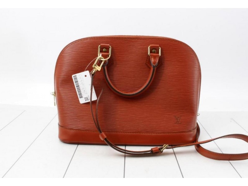 Authentic Louis Vuitton Epi Leather Alma PM in Orange Satchel Handbag