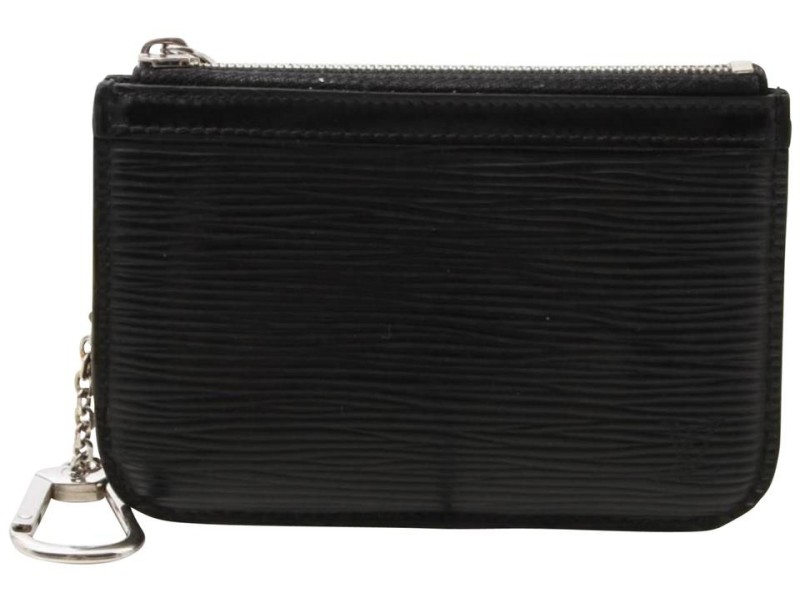 Louis Vuitton Large Black Epi Leather Noir Key Pouch Pochette Cles Keychain 861078