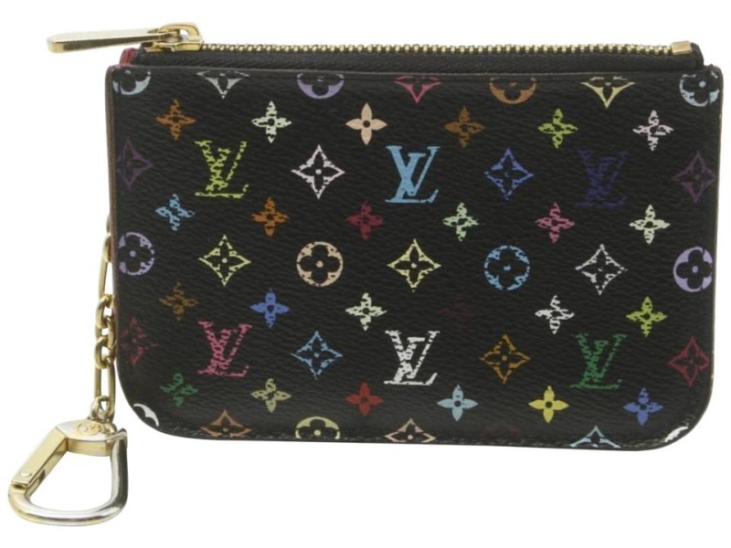 Louis Vuitton Black Monogram Multicolore Key Pouch Pochette Cles NM Keychain 861069