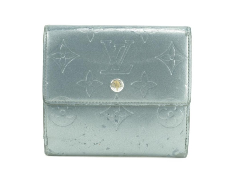 Louis Vuitton Elise Compact Wallet Monogram Mat Vernis Slate Blue 1LK0110