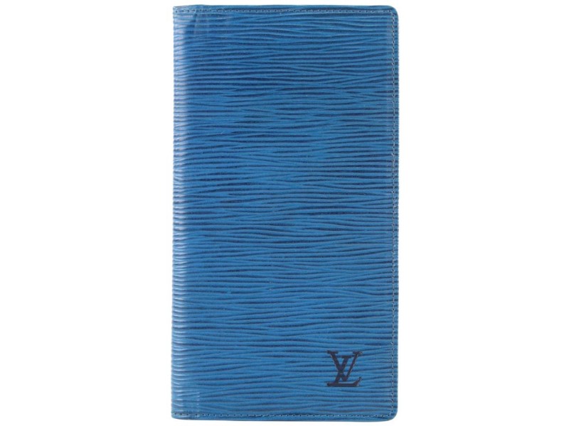 Louis Vuitton Blue Epi Leather Toledo Long Bifold Flap Wallet 137lvs429