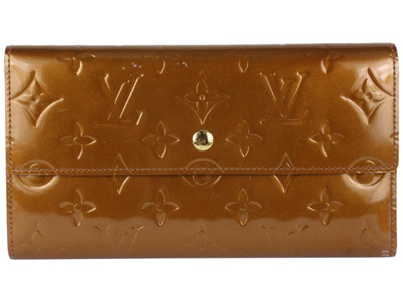 Louis Vuitton Bronze Copper Monogram Vernis Sarah Wallet Trifold 97lv24