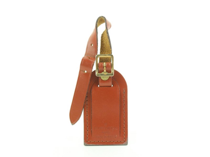 Louis Vuitton Rare Brown Leather Luggage Tag Bag Charm Speedy Keepall Epi 24lvs121