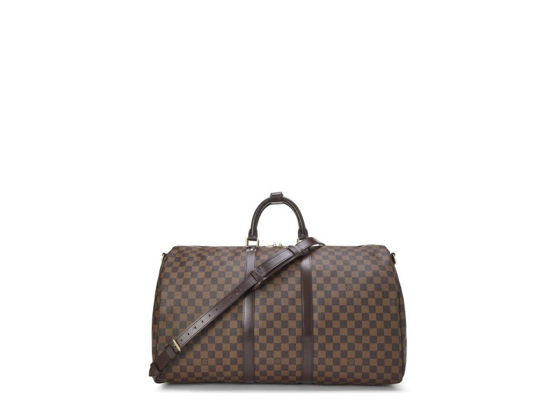 Louis Vuitton  Damier Ebene Keepall Bandouliere 55 Duffle Bag with Strap 1lvlm311