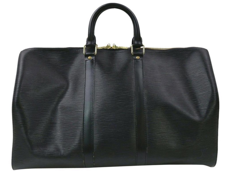 Louis Vuitton Black Epi Leather Noir Keepall 45 Duffle Bag  863063