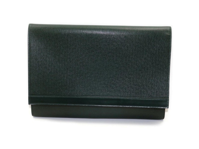 Louis Vuitton Porte Document Volga Fold Clutch Taiga Leather Portfolio 872793