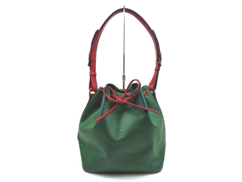 Louis Vuitton Bicolor Green x Red Petite Noe Drawstring Bucket Hobo Bag  862671