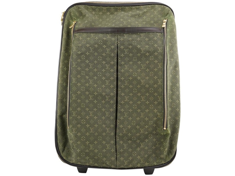 Louis Vuitton Khaki Green Olive Monogram Mini Lin Annette Rolling Luggages 257lvs0