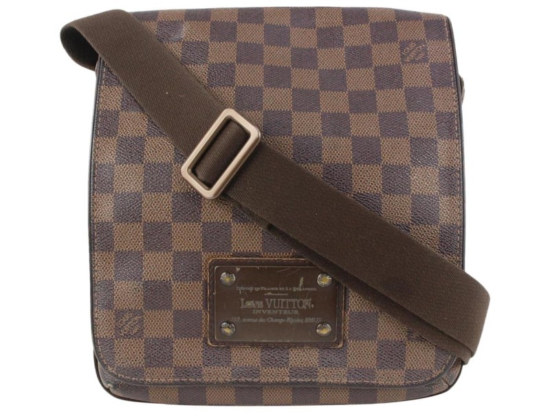 Louis Vuitton Damier Ebene Brooklyn PM Crossbody Messenger Flap Bag 921lv58