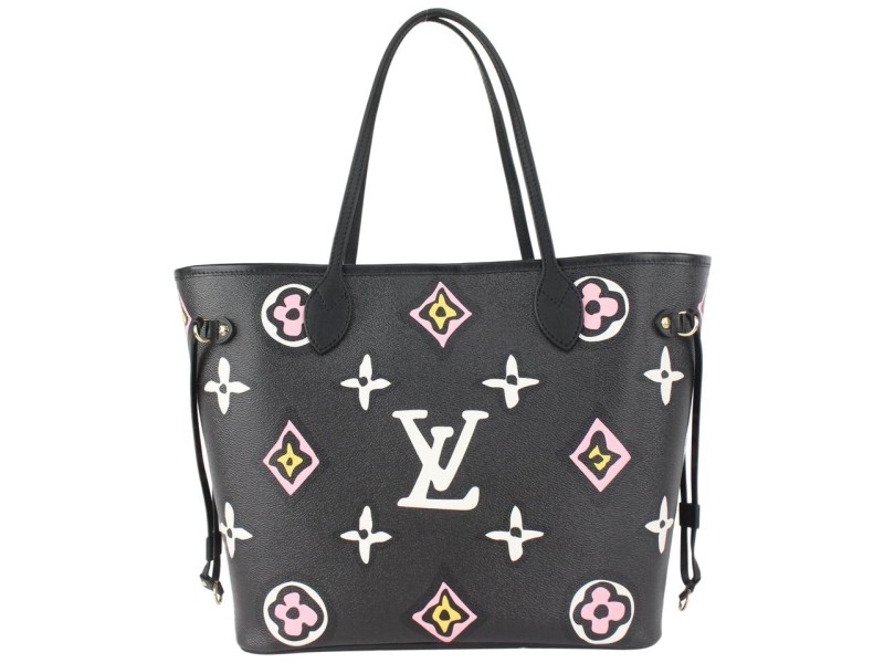 Louis Vuitton Black Monogram Wild at Heart Neverfull MM Tote Bag 818lv53