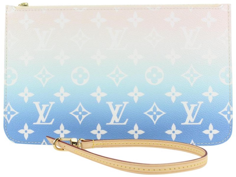 Louis Vuitton Blue Monogram By the Pool Neverfull Pochette MM Wristlet Bag 34lvs422