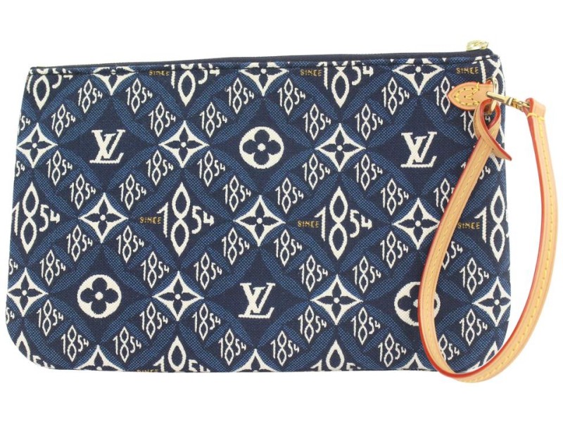Louis Vuitton Blue Since 1854 Monogram Neverfull Pochette GM Wristlet Bag 19lvs111
