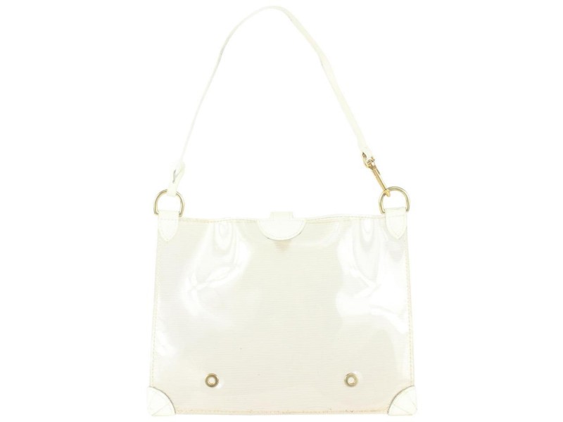 Louis Vuitton Clear White Epi Plage Pochette Accessoires Wristlet Pouch 1015lv46