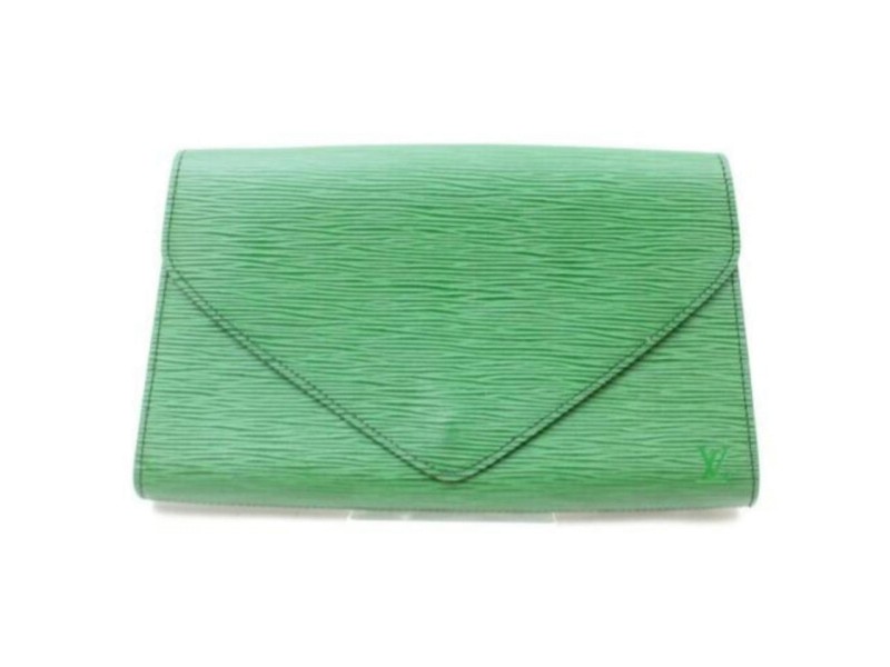 Louis Vuitton Green Epi Borneo Pochette Art Deco Envelope Clutch 872893