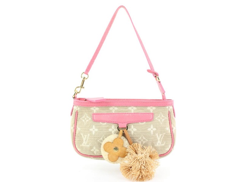 Louis Vuitton Pink x Beige Monogram Sabbia Cabas Pochette Accessories Bag 858933