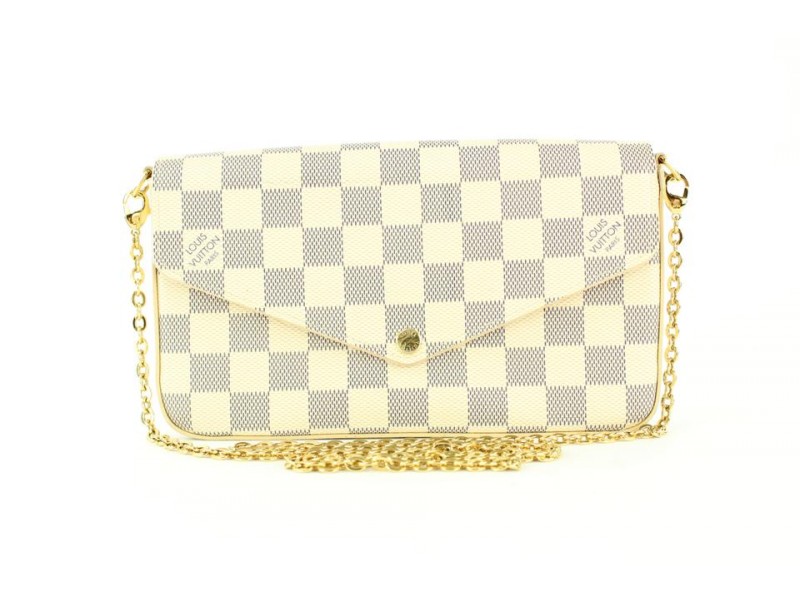Louis Vuitton Damier Azur Felicie Crossbody Chain Bag 1lv858