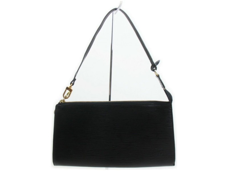 Louis Vuitton  Black Epi Leather Noir Pochette Accessories Wristlet Bag 862320