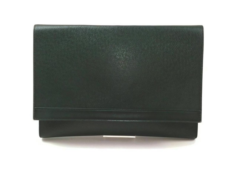 Louis Vuitton Green Taiga Portfolio Clutch Porte Document Volga Fold 860675