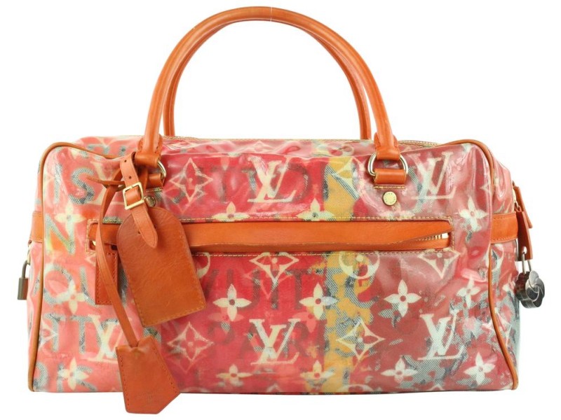 Louis Vuitton Richard Prince Red Jaune Denim Monogram Pulp Weekender PM Bag 571lv614