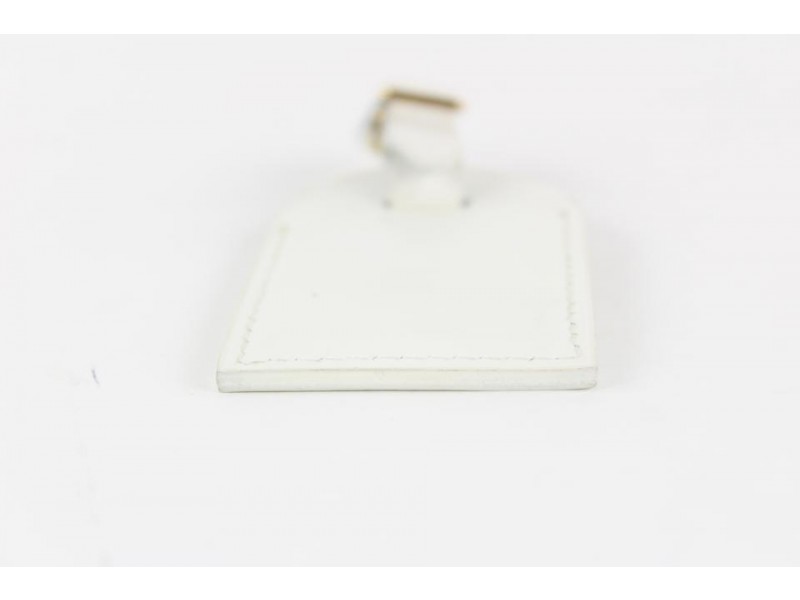 Louis Vuitton White Leather Luggage Name Tag Keepall Speedy Bag Charm 16lvs1229