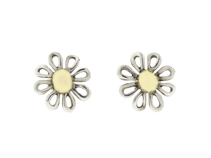 Tiffany & Co. Paloma Picasso 18k Yellow Gold and Sterling Silver Daisy Earrings